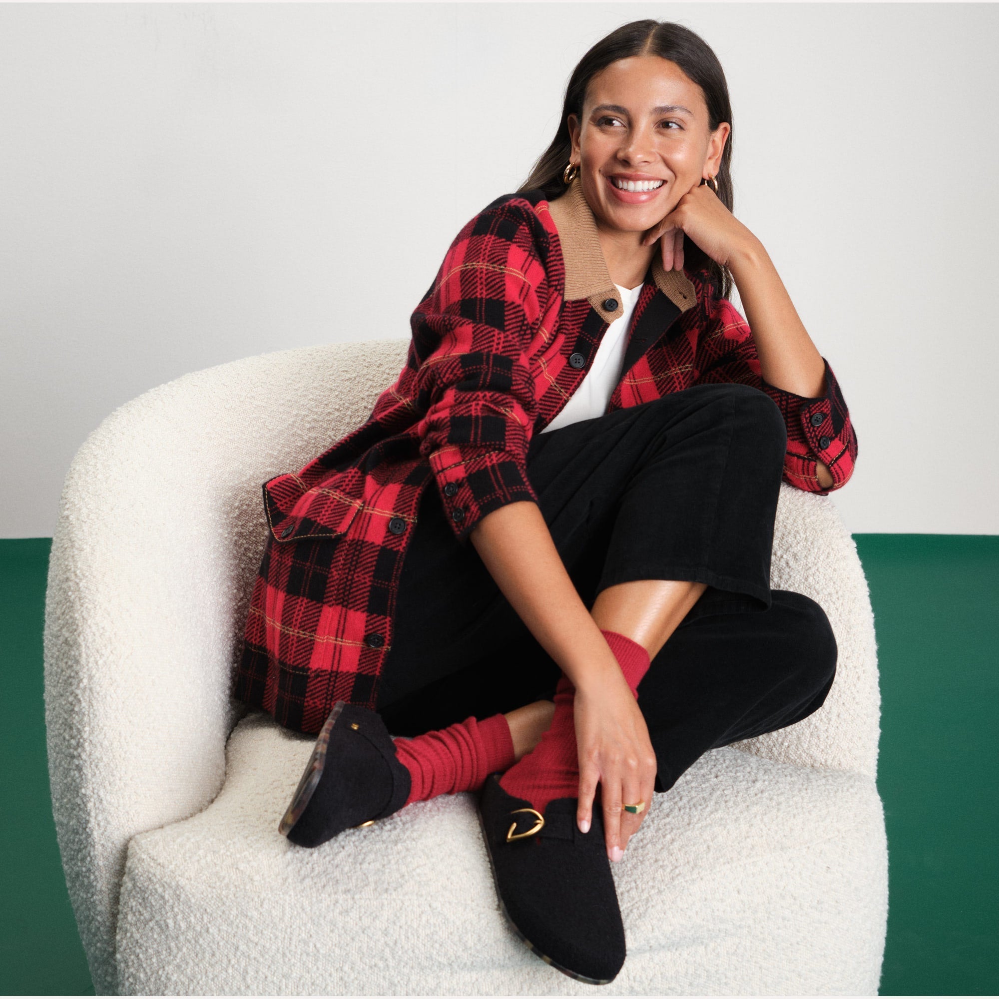 The Buckle Clog - Soft Black Bouclé