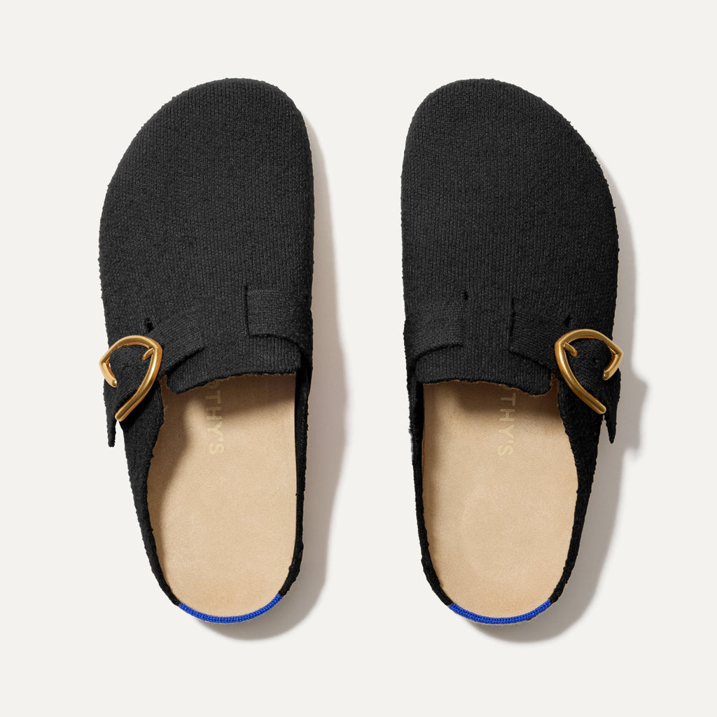 The Buckle Clog - Soft Black Bouclé
