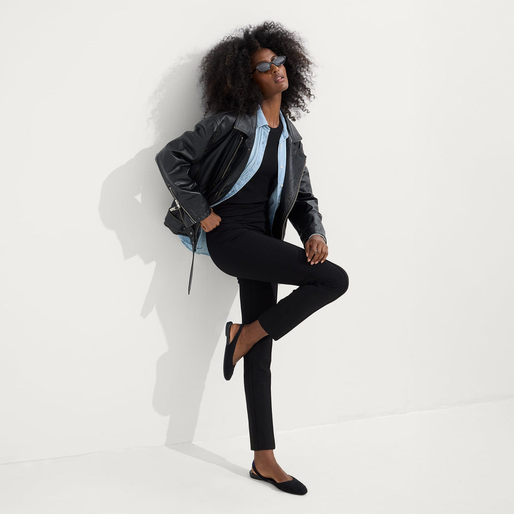 The Almond Slingback - Black Bouclé