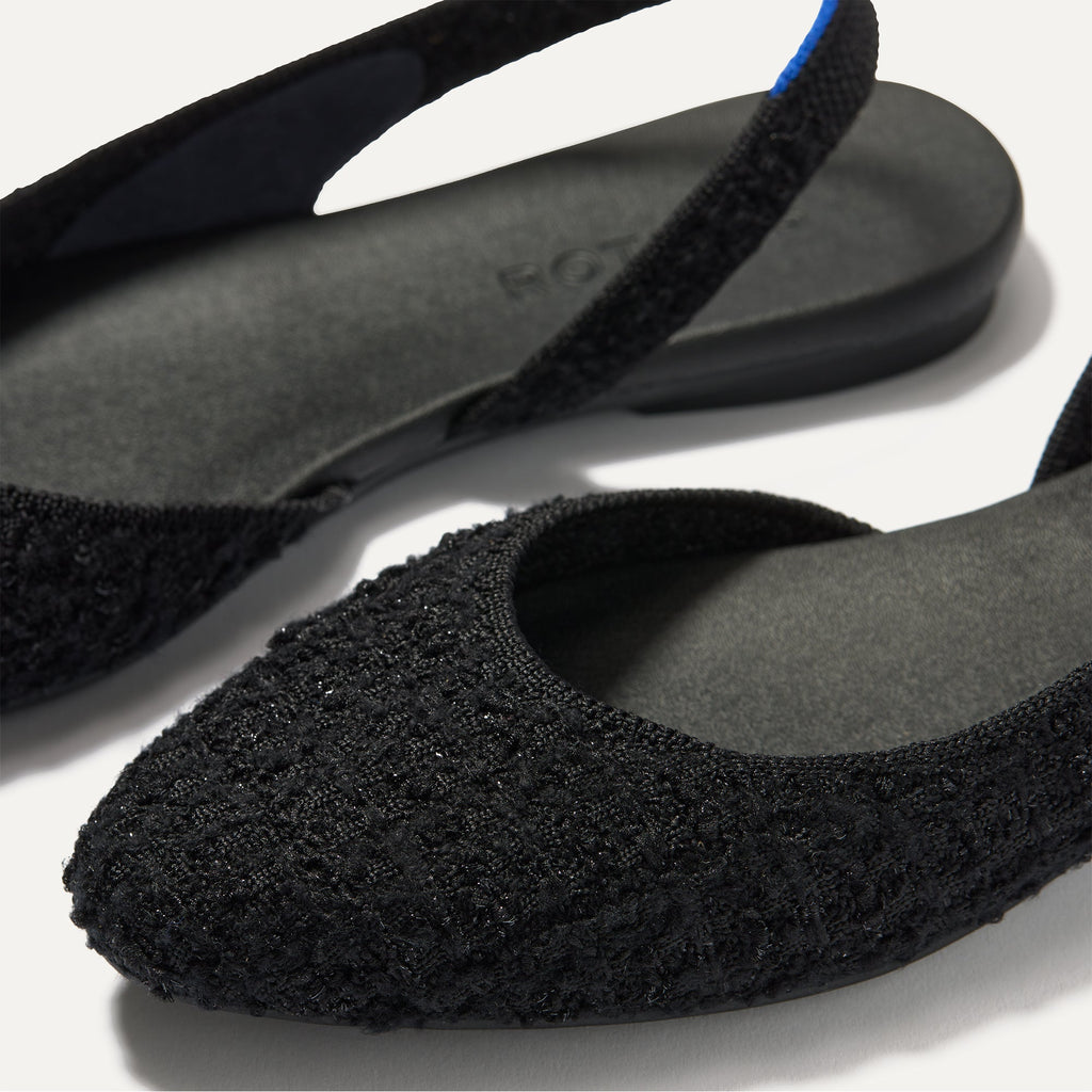 The Almond Slingback - Black Bouclé