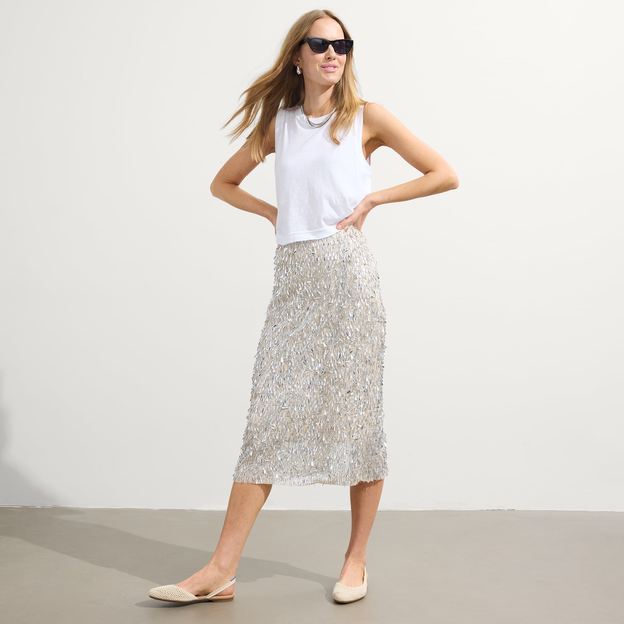 The Almond Slingback - Off White Mesh