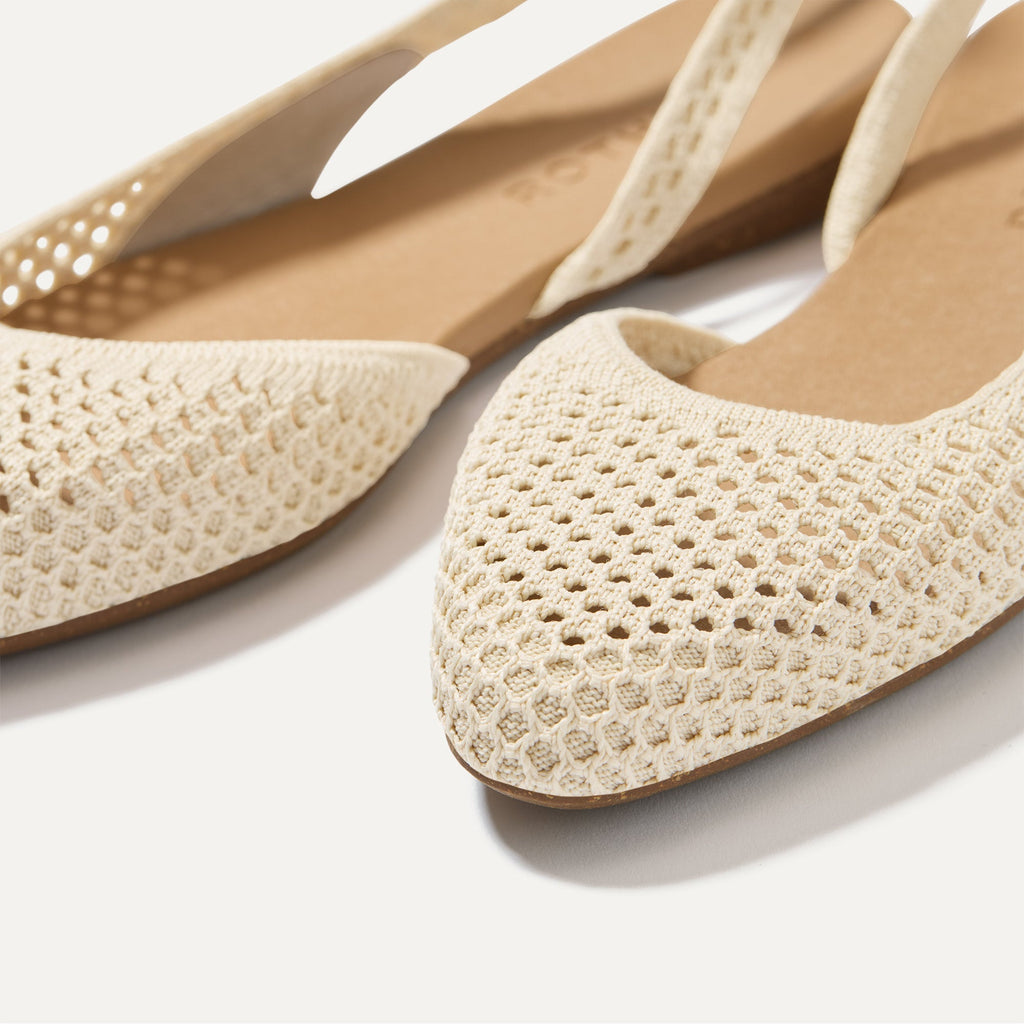 The Almond Slingback - Off White Mesh