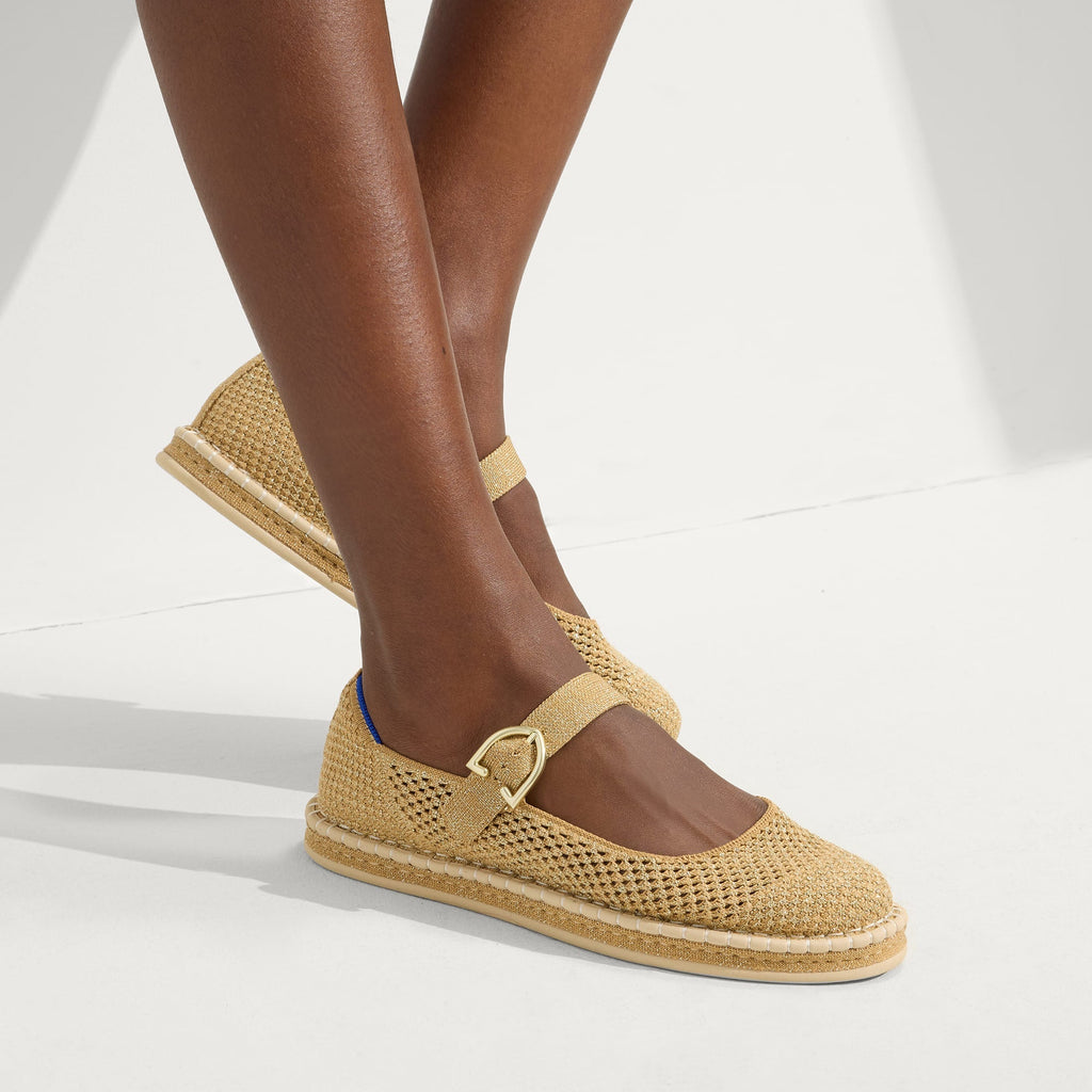 The Espadrille Mary Jane - Metallic Golden Sun