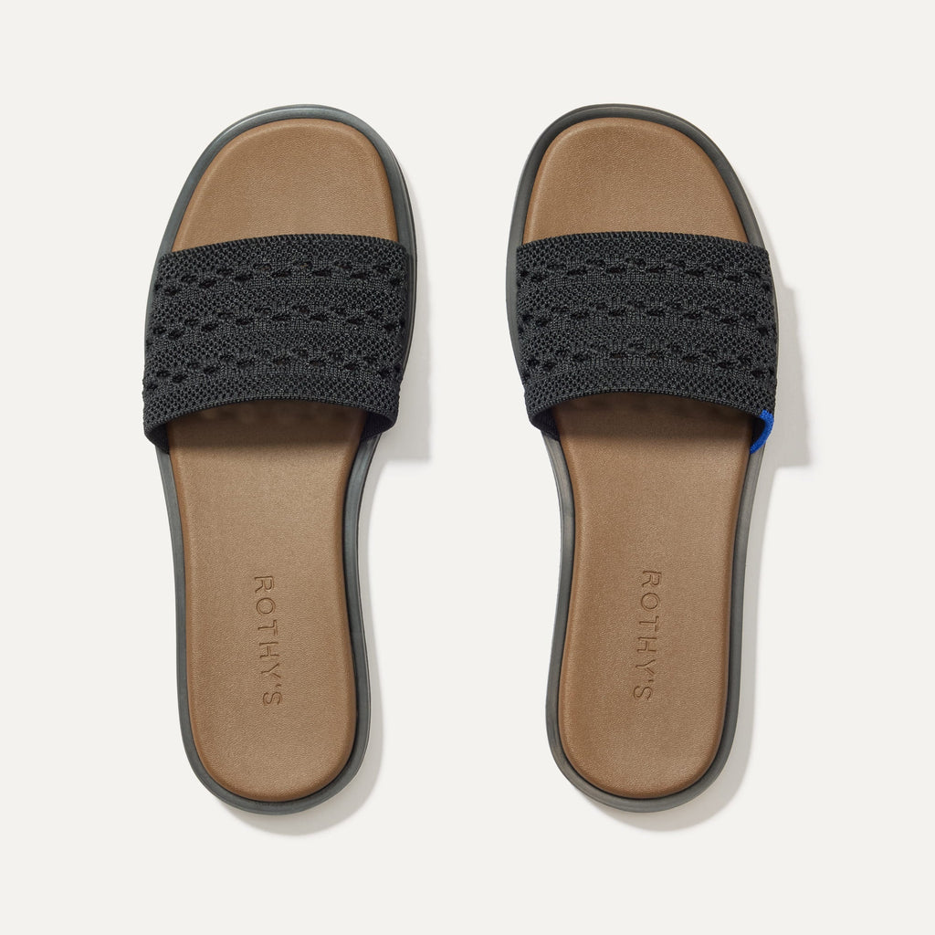 The Slide Sandal - Black Crochet