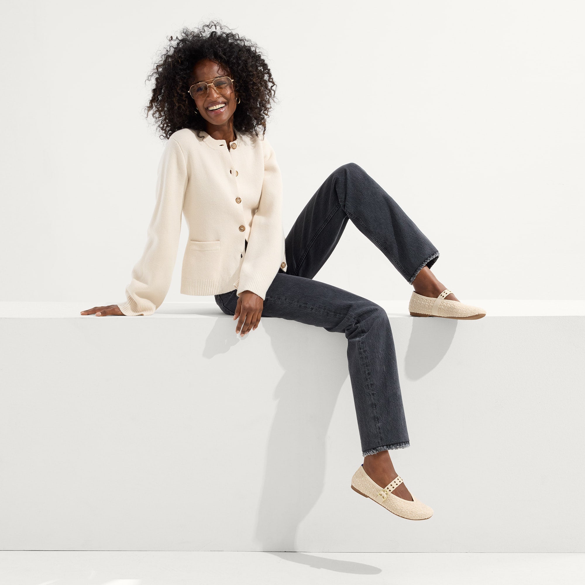 The Max Buckle Mary Jane - Pearl Bouclé