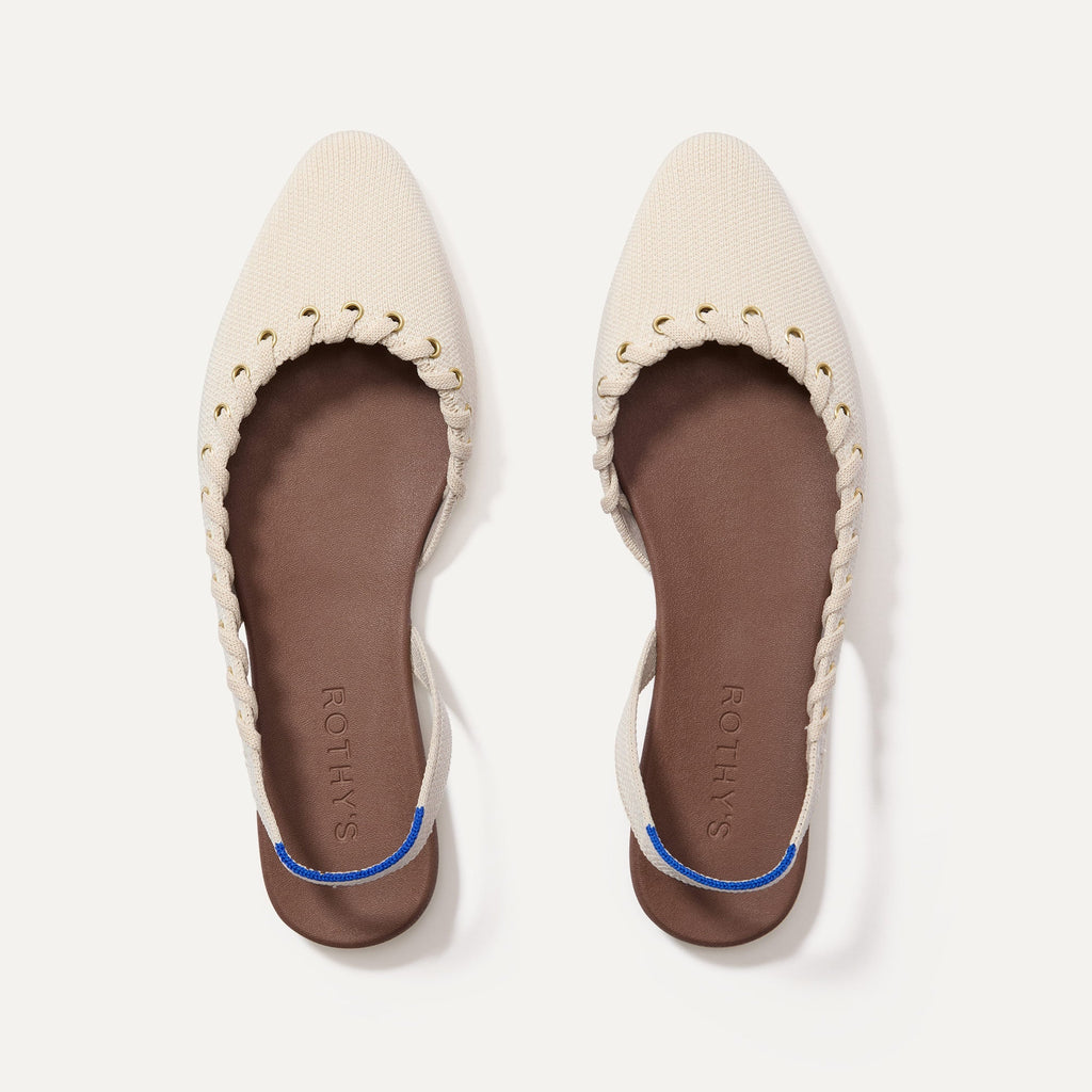 The Almond Slingback - Eyelet Ivory